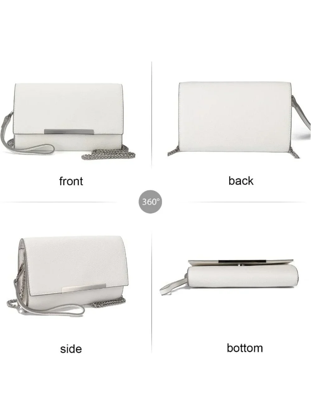 Women’s White Clutch Purses Wristlet Vegan Leather Formal Evening Bag